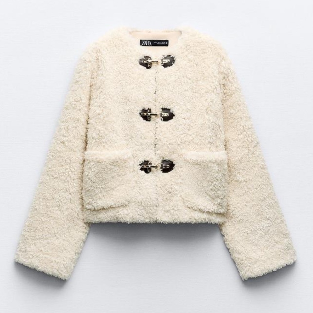 Zara ‘Faux Shearling Carabiner’ Jacket NWT